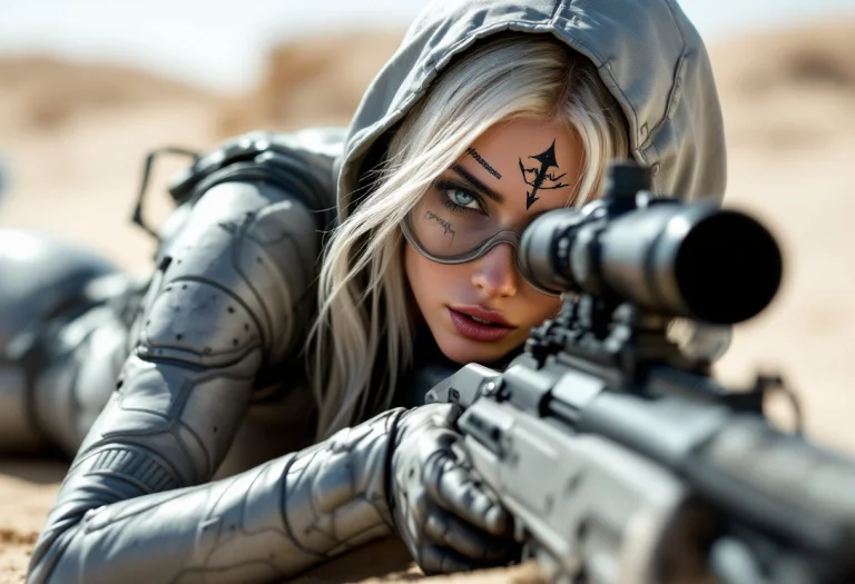 Futuristic Blonde Beauty, Long Platinum Blonde Hair, Facial...