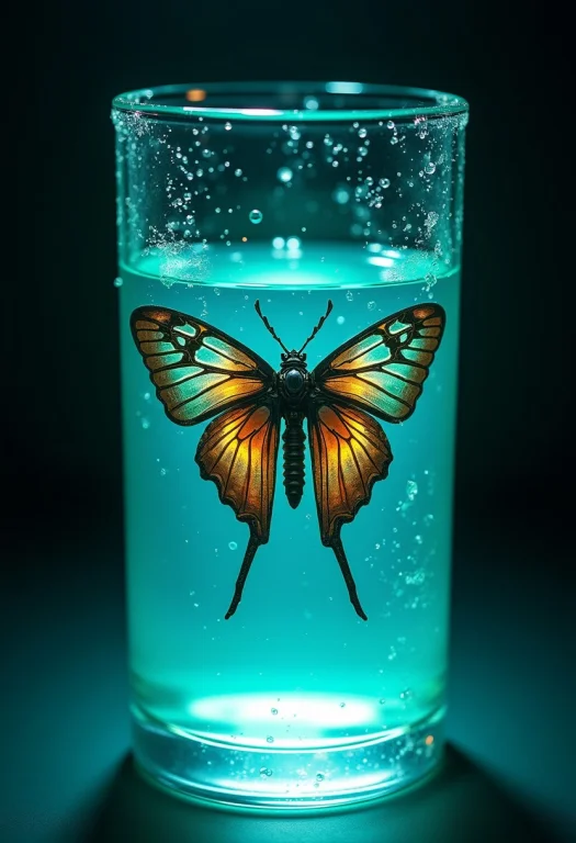 A Ultra-realistic Cybernetic Moth Floating Gracefully In A G...