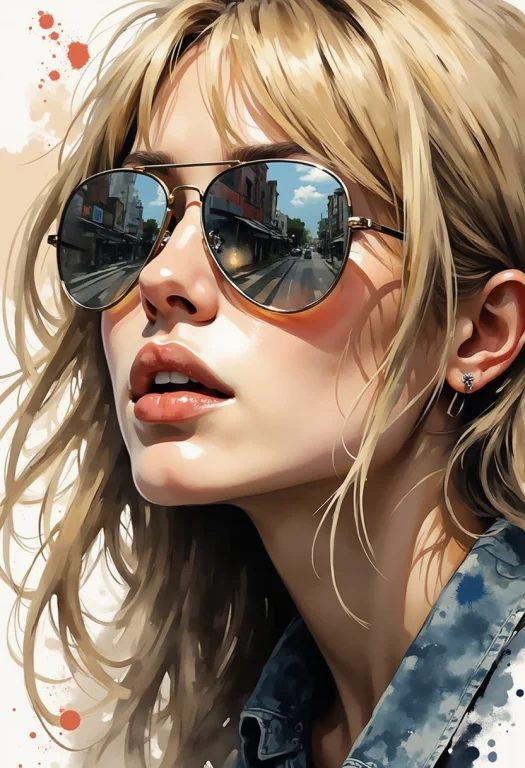 A Dinkfsn Style Ink Wash Painting, Closeup Portrait Of Stunn...