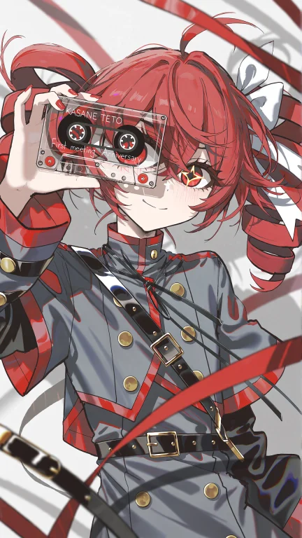 , , Anime Illustration Of Kasane Teto Featuring Her Distinct...