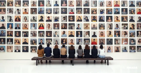 Creative Photography, A Group Of People Gathered In Front Of... — Stable Diffusion AI Prompt: Creative photography, a group of people gathered in front of a wall adorned with...