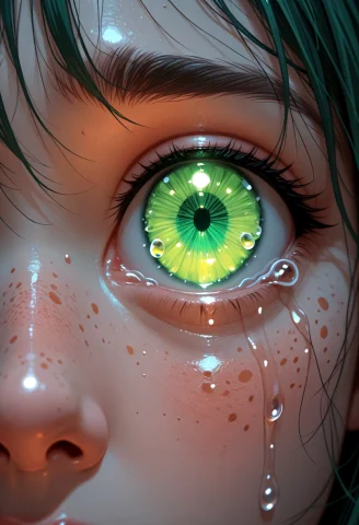 1girl, Close-up, Tears, Glowing, Eye Focus, Freckles, Crying... — Stable Diffusion AI Prompt: 1girl, close-up, tears, glowing, eye focus, freckles, crying, green eyes,,