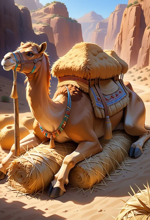 Masterpiece, Best Quality, Highly Detailed, 1 Camel, Lying O...
