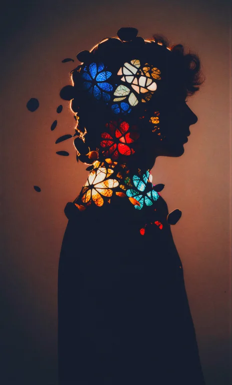 Silhouette Of A Man With Short Wavy Dark Hair Viewed From A...