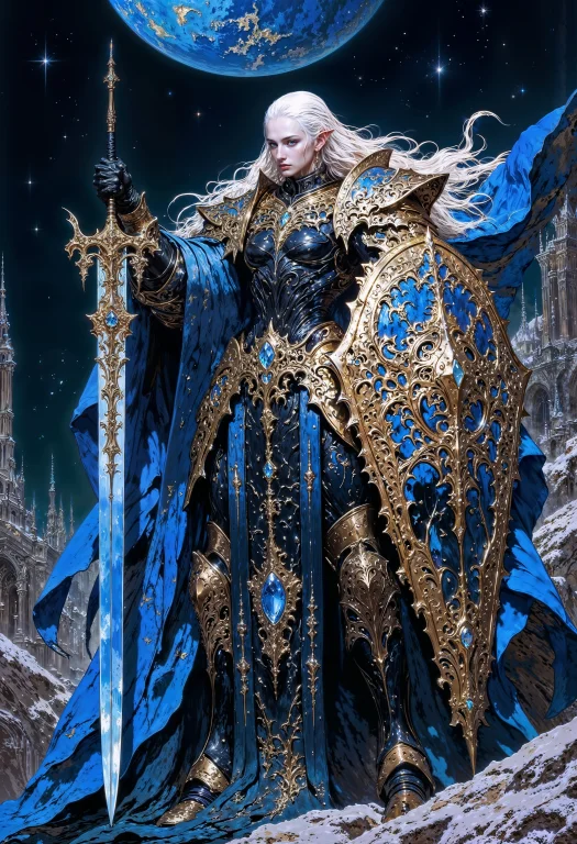 A Powerful Female Warrior Standing In An Imposing Pose. She...