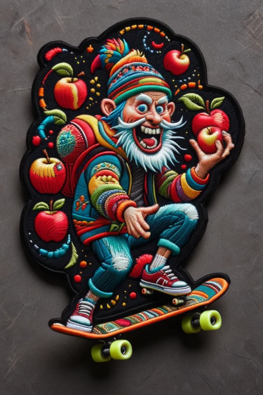 A Cinematic Action Sceen Of A Oger Riding A Skateboard While...
