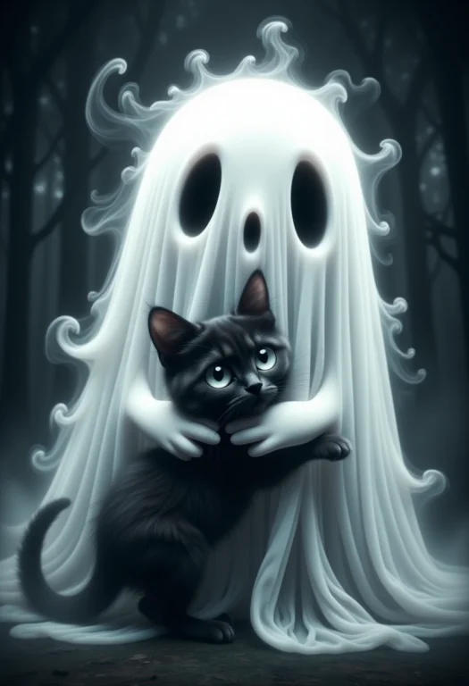 Ghostlystyle, An Adorable Chubby Friendly Ghost, Hugging A L...