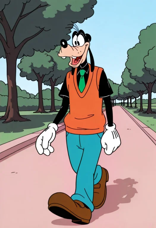 1boy, Goofy, Adult, Tall, Slender, Anthropomorphic Dog, Blac...