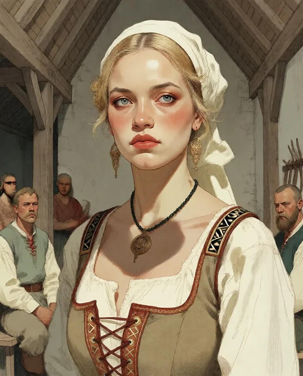 Guin Als Germanische Frau In Einem Germanischen Langhaus Im...