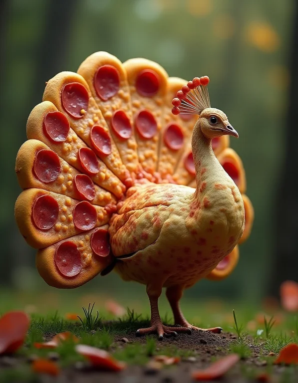 Digital Art Of A Peacock In Nature, The Tail Of The Peacock...