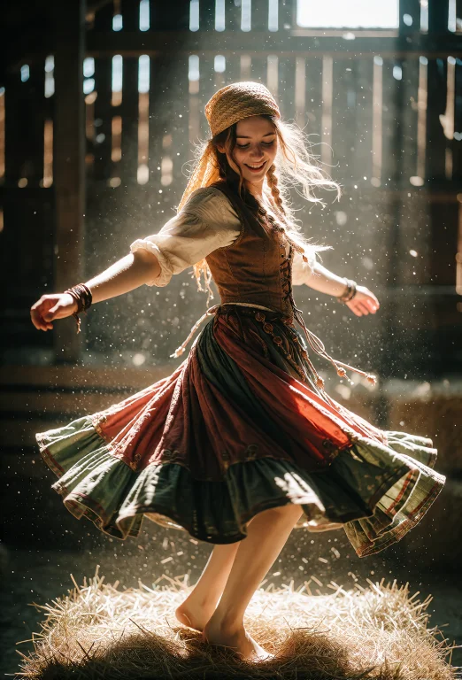 A Dynamic Close Medium Shot Of A Young Beautiful Gypsy Woman...