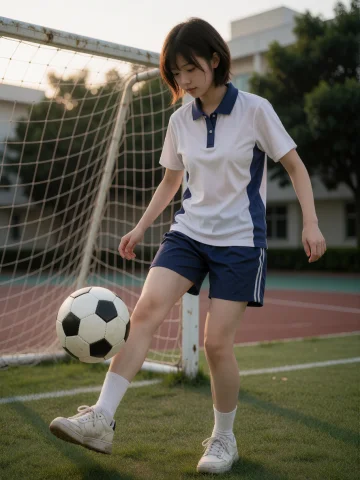 Cinematic, Ultra-realistic Photo, After-school Soccer Situat... — Stable Diffusion AI Prompt: Cinematic, ultra-realistic photo, After-School Soccer Situation: A short-haired...