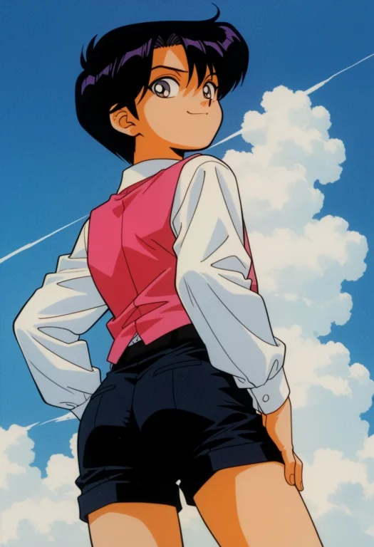Masterpiece, Best Quality,1990s Manga Style, Blue Sky, Cloud...