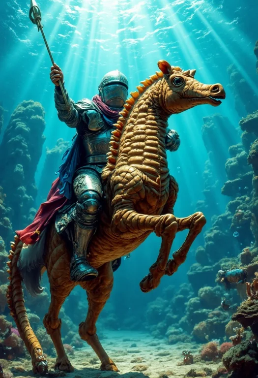 A Fantastical Photo Of An Underwater Scene, With Beams Of Li...
