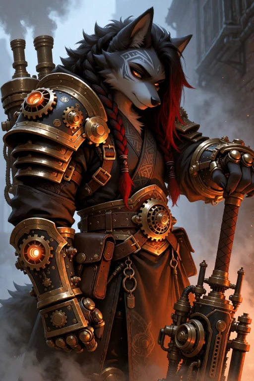Df5tyle, An Anthropomorphic Wolf Mercenary In Ornate Steampu...