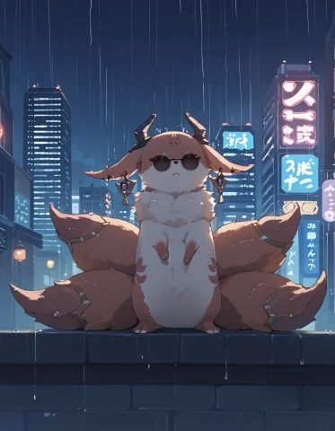 Score9, Score8up, Score7up, Solo, Yaemikofox, Animal, Animal... — Stable Diffusion AI Prompt: score_9, score_8_up, score_7_up, solo, YaeMikoFox, animal, animal focus, earring...
