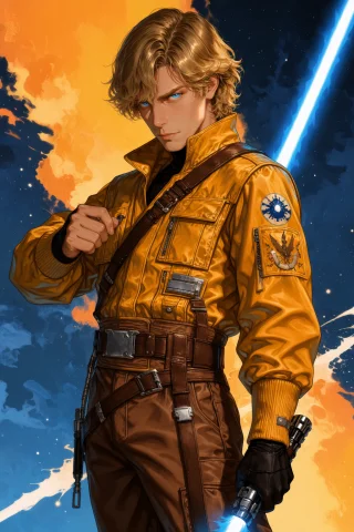 Star Wars Masterpiece Prompt — Stable Diffusion AI Prompt: masterpiece, best quality, absurdres, @NJSW33T ,1boy,absurdres,blonde hair,blue...