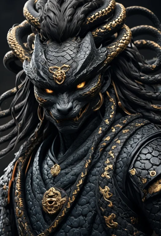 Stunning, Magnificent, Hd, Photorealistic, Samurai, Medusa,...
