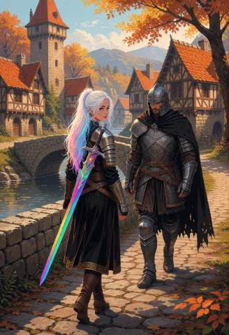 Pixel Art Medieval Bridge — Stable Diffusion AI Prompt: High-fidelity pixel art with cinematic lighting, sharp pixels blended with smoot...