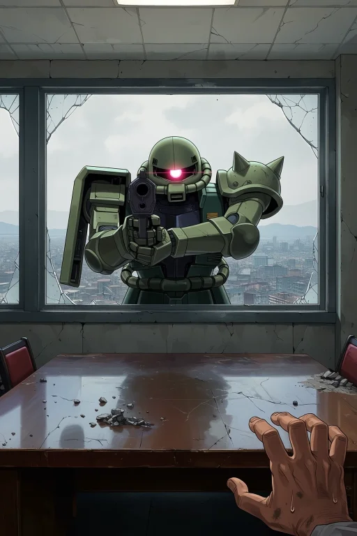 Robot, Zaku Ii, Ani3rel, A Composition Showing The Interior...