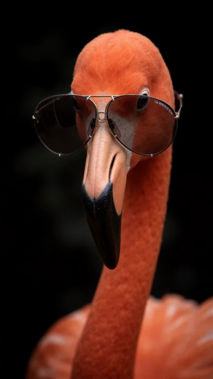 Portrait Photo Of A Flamingo,close Up, Head, Wearing A Carre...