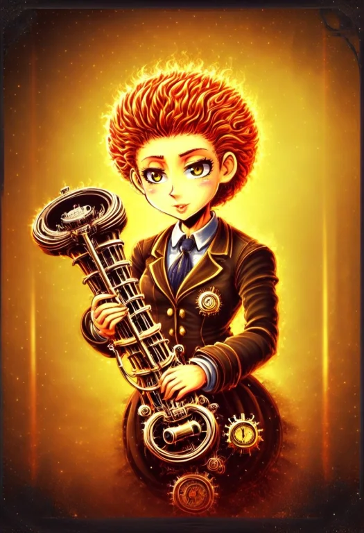 Steampunk Saxophonist, Vivid Red-ginger Hair, Against The Ba...