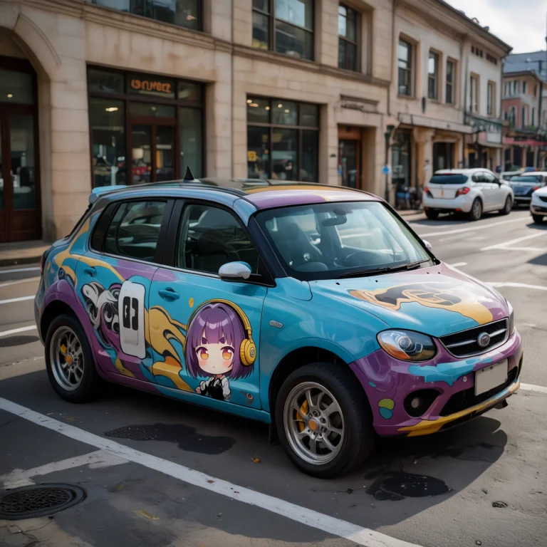 Fine Detailed, Real Photograph Of Drived Car, With Car Paint...