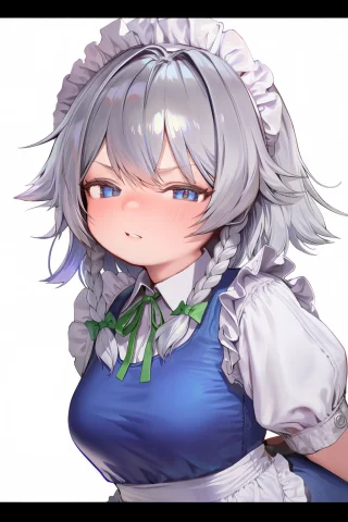 , , Touhou, Izayoisakuya, 1girl, Blueeyes, Braid, Greyhair,... — Stable Diffusion AI Prompt: , , touhou, izayoi_sakuya, 1girl, blue_eyes, braid, grey_hair, hairband, letterb...