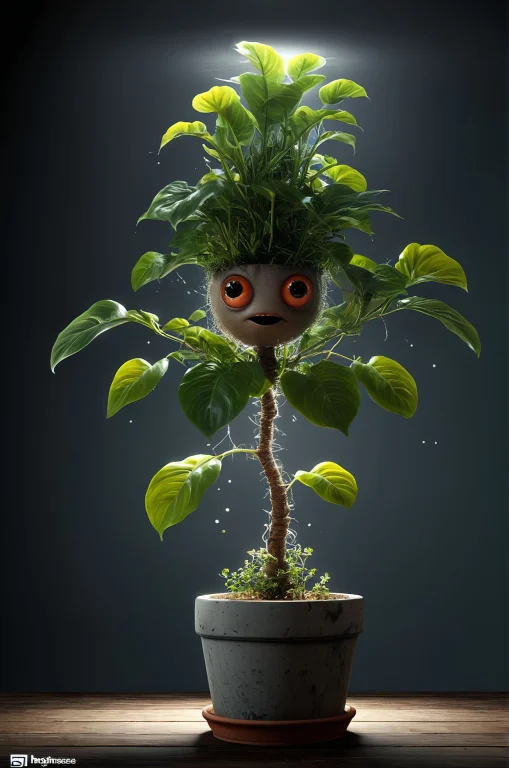 A Potted Plant With Googly Eyes And A Speech Bubble Saying A...