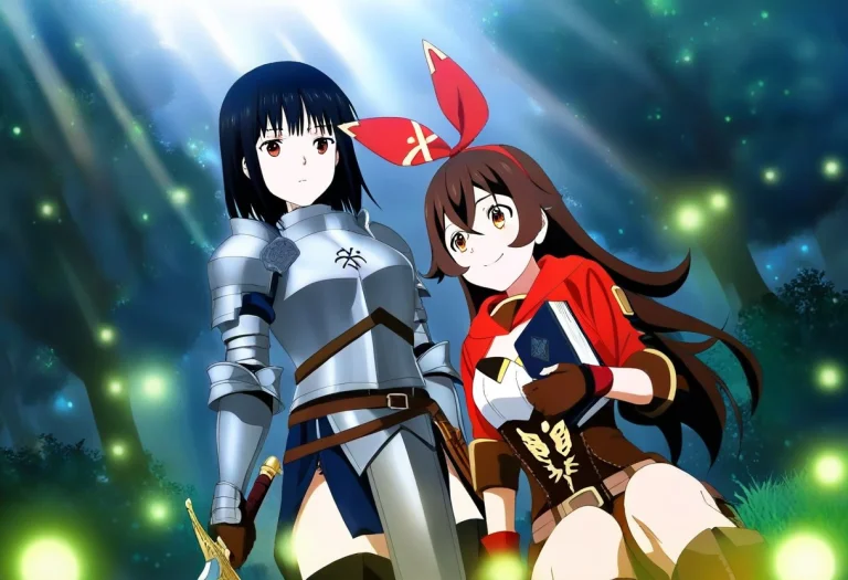 2girls, Medium Hair, Black Hair, Side Ponytail, Amber Eyes,...