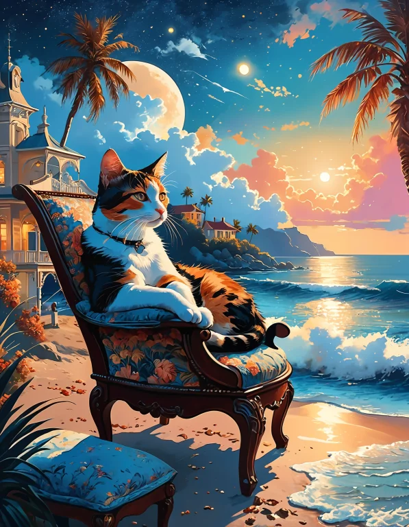 A Captivating Night Scene Illustration Featuring An Elegant...
