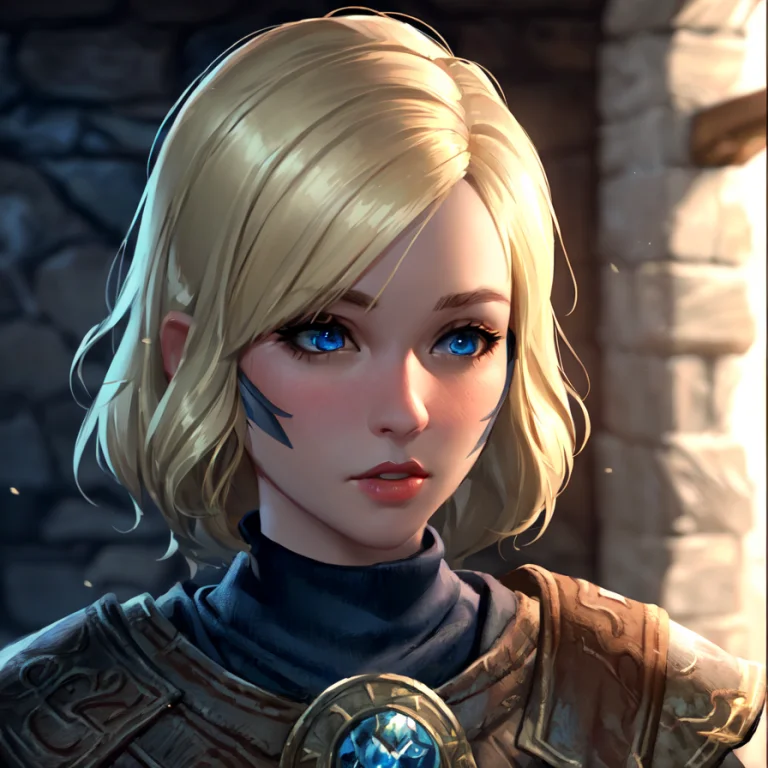 Official, 1girl, Blonde Hair, Blue Eyes, Skyrimstyle1.2, Mas...