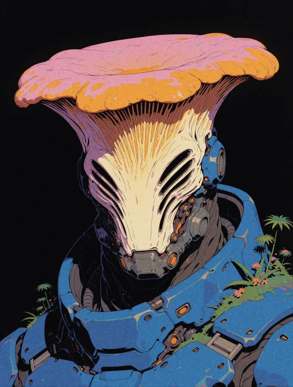Closeup Baroque Portrait Of A Burly Alien In 34 View. The Mu...