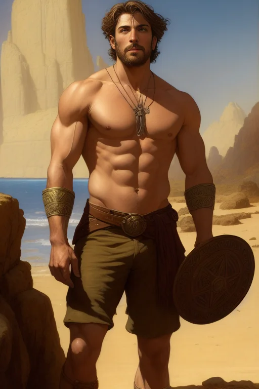 An Attractive Shirtless Muscular Michael. French Settler. Fe...
