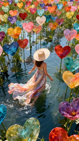 A Mesmerizing Top-down Aerial View Of A Woman Wearing A Clad... — Stable Diffusion AI Prompt: A mesmerizing top-down aerial view of a woman wearing a clad summer dress, and a...