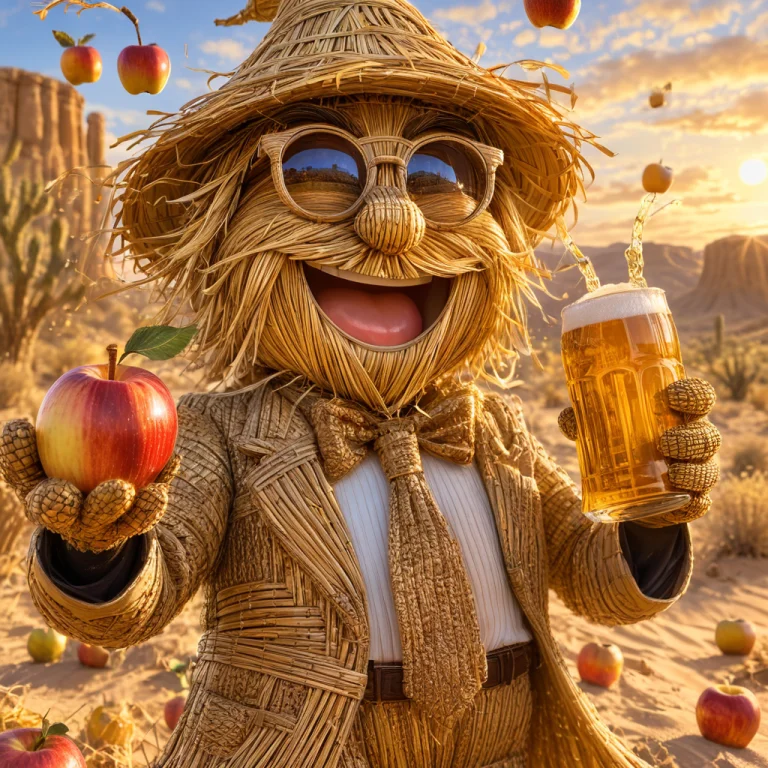 A Wizard, Made Of Straw, Laughing, Wearing Round Glasses, We...