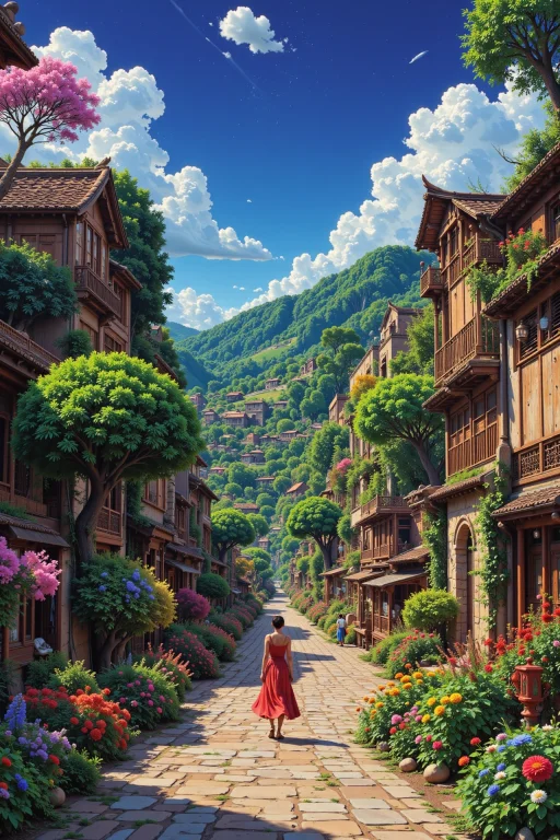 Alley Beautiful Landscape, Noon, Woman, Very Intricate, Very...