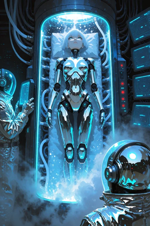 Df5tyle, Cyber-humanoid Slowly Waking In A Glowing Cryo-pod,...