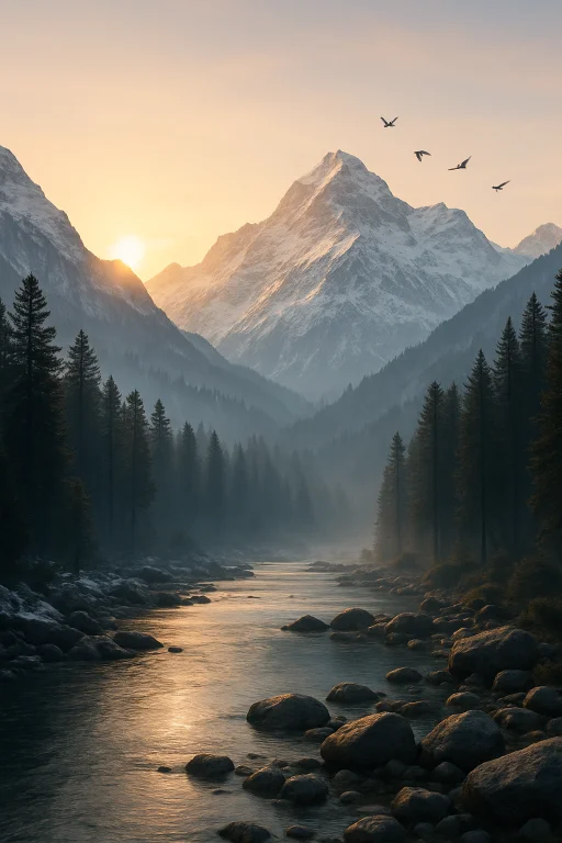 Ultra-realistic 4k Image Of Serene Indian Nature  Snow-cover...