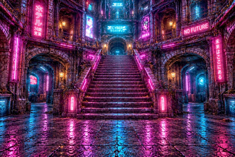 Hcc, St41rc4s3, A Cyberpunk Interior Courtyard And Passage C...