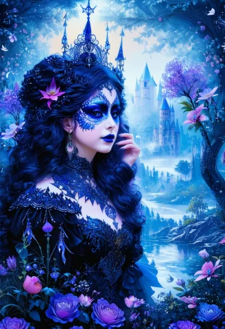 Fantastical Appearence Of A Female, Gothic, Heavy Dark Makeu... — Stable Diffusion AI Prompt: fantastical appearence of a female, gothic, heavy dark makeup with whimsical ele...
