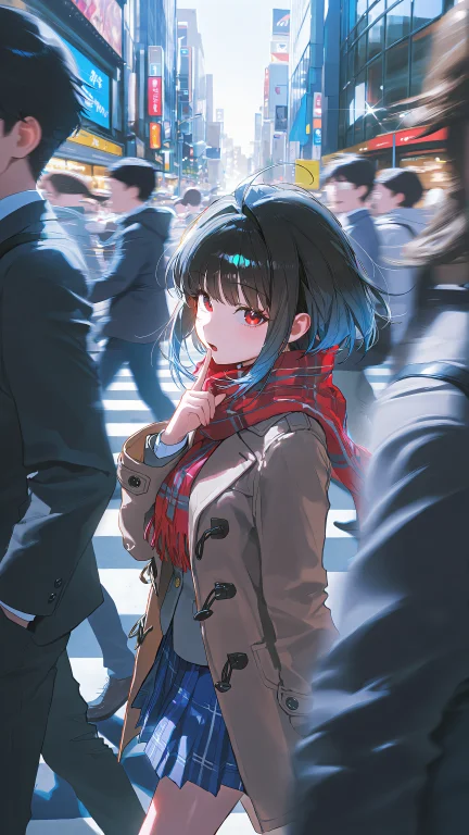 0kaz3, Umi Character, Winter Outfit, 1girl, Red Eyes, Black...