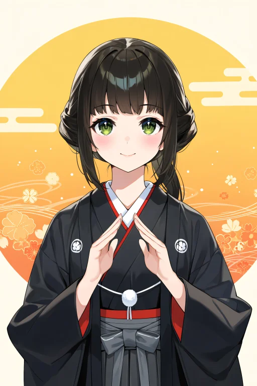 Kur43d0n, Seur4isa. 1girl, Solo, Mens Montsuki Haori Hakama1...