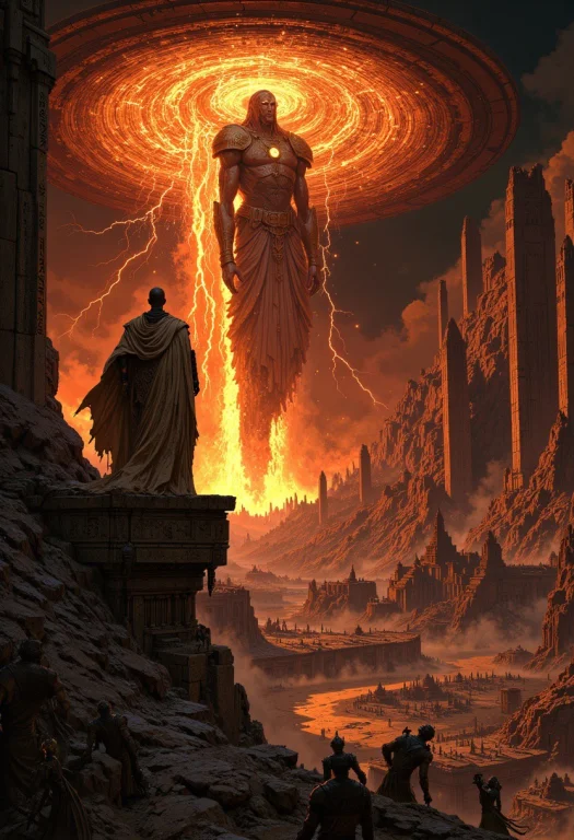 A Prophetic Apocalyptic Scene Set In A Ruined World Teeterin...