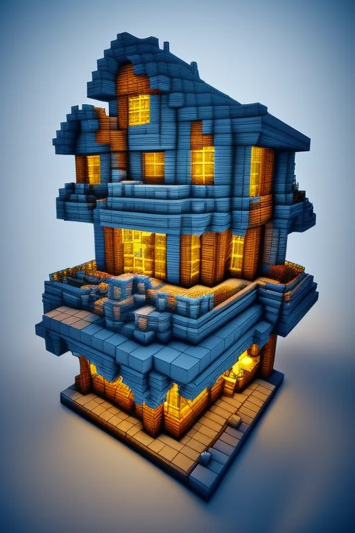 Modern Futuristic House In Mcwrld, Dramatic Lighting, Detail...