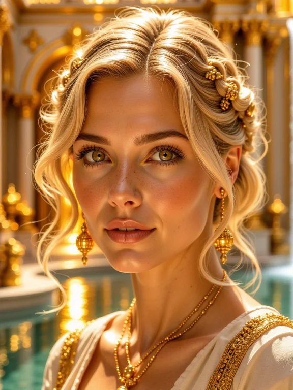 Hgec, St41rc4s3, Extreme Close-up Of A Blonde Low Up-do Hair...