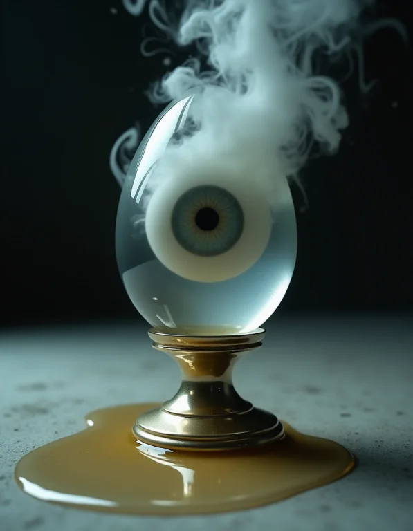 Close-up Of A Transparent Glass Egg On An Ionic Pedestal, Wh...
