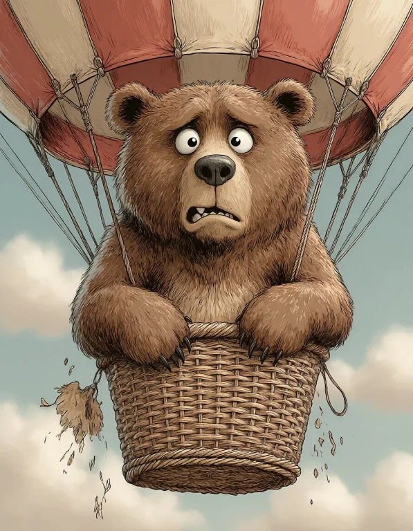 Funnycrushcomic, Giant Brown Bear Standing In A Tiny Hot-air...