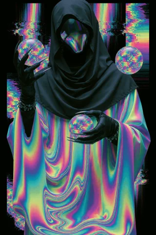 Highres, Absurdres,41mfl4m3, An Ethereal Figure Draped In A... — Stable Diffusion AI Prompt: highres, absurdres,@41MFL4M3, An ethereal figure draped in a heavy, cowl-necked...
