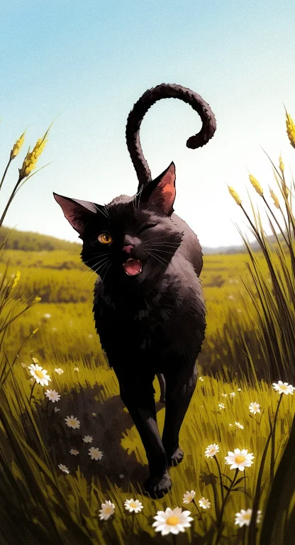Black Cat, Outdoors, Day, Solo, No Humans, Cat Stretch, One...